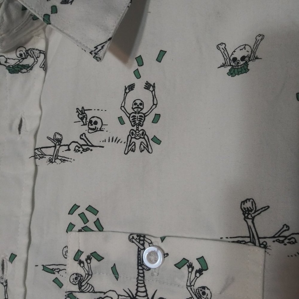 1841 Size Small Eighty Eight Button Down Shirt Skeletons Theme - Picture 3 of 6